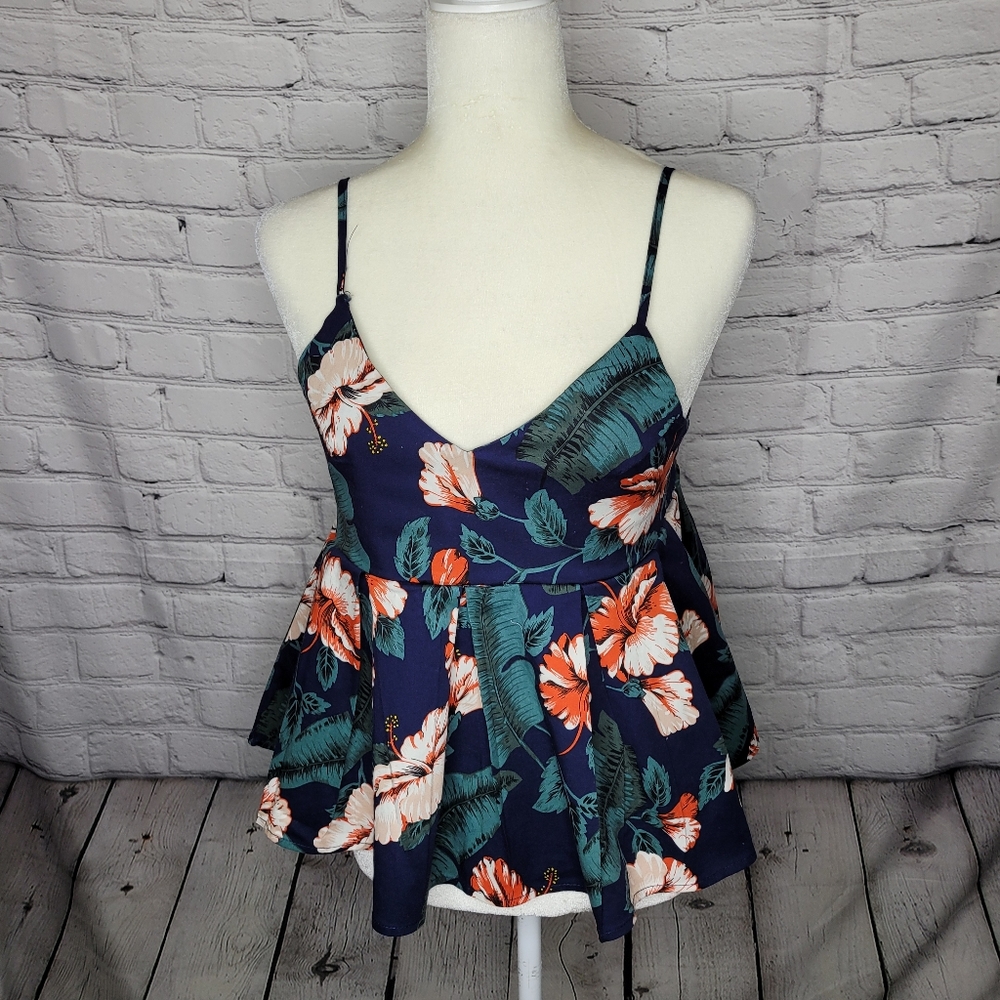 Zaful Multicolor Floral Print Flare Top